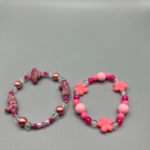 🆕 Pink and Purple Kids Beaded Bracelets - Handmade #172